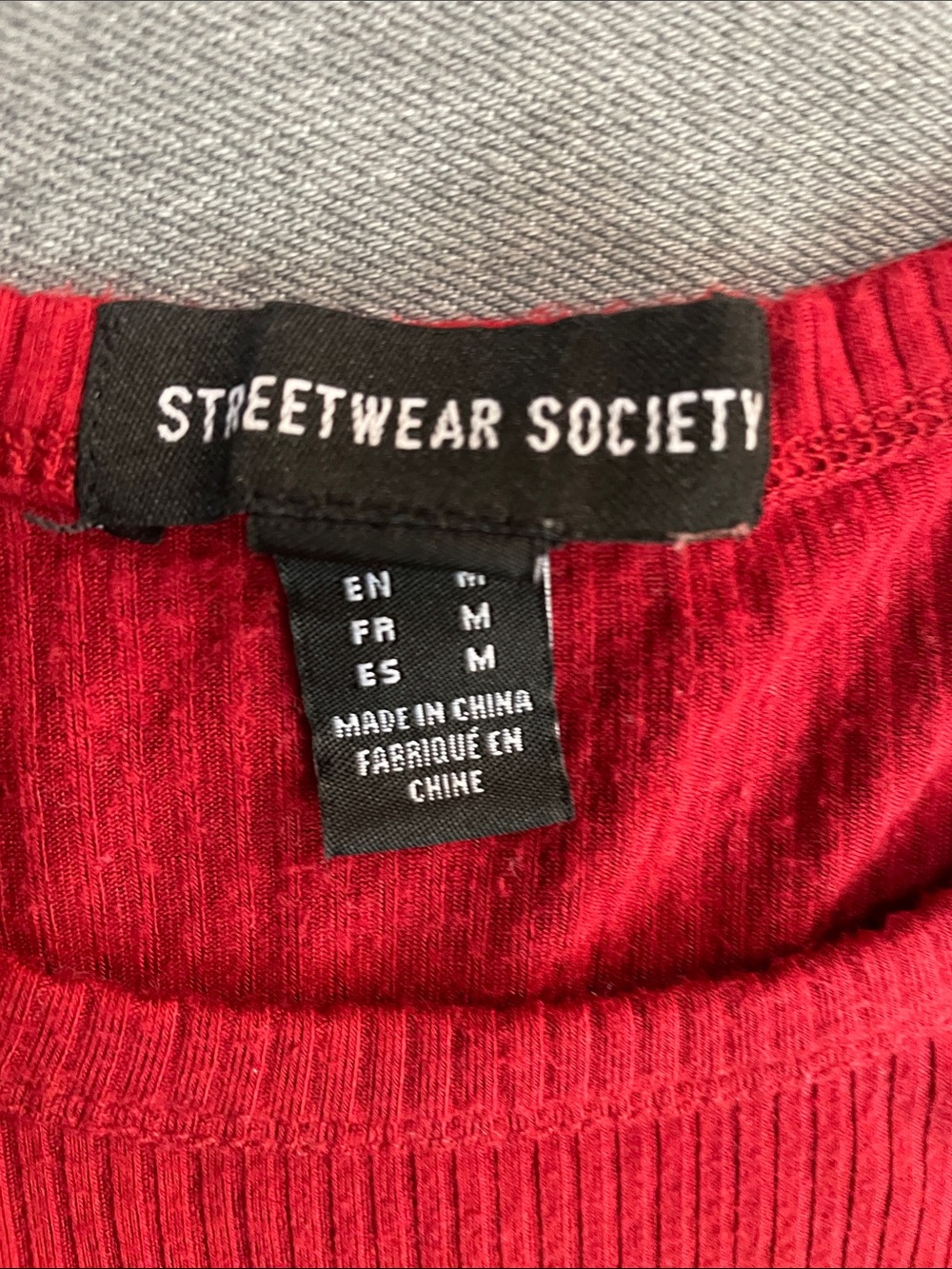 Streetwear Society Red Ribbed Short Sleeve Tee - Picture 2 of 3